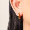Pendientes circulares de acero inoxidable creativos de tendencia japonesa y coreana, simples, de acero de titanio, con revestimiento de alambre redondo, color oro de 18 quilates, joyería para las orejas al por mayor