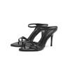 Zapatos Sexys de Tacón Alto para Mujer, Nuevo Estilo Verano 2026, Sandalias Negras de Punta Abierta y Puntiaguda, Sandalias de Tacón de Aguja con Tira Fina de Charol