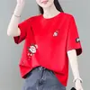 Ropa de maternidad de comercio exterior transfronterizo, camiseta de manga corta de sobreproducción para mujer, corte holgado, talla grande, adelgazante, que disimula el abdomen, top moderno estilo coreano