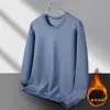 2026 Nueva Camiseta de Manga Larga Otoño Primavera 380g Sudadera para Hombre Capa Base para Hombre Suéter de Cuello Redondo Más Terciopelo