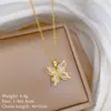 [Aço Titânio] Borboleta Vazada de Zircônia Corrente de Clavícula Fácil de Combinar Corrente de Aço Titânio Colar Totalmente Diamantado Luxuoso de Luxo Leve Feminino
