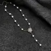 Collar de Flor de Perla con Circonita y Perlas Estilo Francés Exquisita Cadena para Clavícula Diseño de Nicho Joyería para Mujeres Venta al por Mayor
