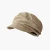 Sombrero octogonal de gamuza plisado de ala ancha color liso estilo coreano y japonés, boina casual vintage, sombrero versátil de primavera y otoño