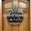 Placa de Boas-Vindas Interessante Nova para Porta da Frente, Decoração de Placa de Porta com Guirlanda, Placa de Madeira Divertida Proibindo Vendedores