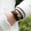 Nueva joyería de moda pulsera de metal personalizada de cuero genuino accesorios versátiles pulsera de piel de vaca retro europea y americana personalizada