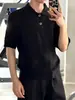 Camisa Polo de malha com manga curta, estilo old money, com fivela de broca, masculina, retro, sensação relaxada, ombro normal, camiseta de verão, cleanfit, manga curta