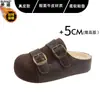 En stock~Zapatos Birkenstock slip-on de cuero genuino con suela gruesa para mujer, pantuflas de algodón con lana de cordero, se pueden usar en exteriores, mules