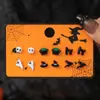 Venta Caliente Transfronteriza Europea y Americana Combinación de Pendientes de Halloween Dibujos Animados Divertidos Cabeza de Calabaza Fantasma Murciélago Elemento Set de Pendientes
