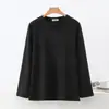 Nueva camiseta de rayas para mujer Otoño/Invierno 2026, de cuello redondo, manga larga, versátil, casual, adelgazante, corte holgado, camiseta básica