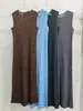 Vestido Redondo Sin Mangas con Pliegues Estilo Miyake para Mujer, Suave y Moderno, Vestido Recto de Longitud Media, Vestido Versátil