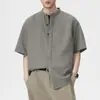 Camisa de Manga Corta con Cuello Alto Estilo New Old Money para Hombre, Nueva Colección Primavera/Verano 2026, Camisa Casual Simple de Lujo Ligero de Moda Americana Holgada