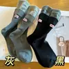 Meias Largas Tendência Versáteis, Meias Versáteis de Camada Dupla Color Block, Estilo Coreano Outono e Inverno Popular Etiqueta no Calcanhar Meias Femininas de Celebridade da Internet Meia-Calça