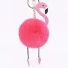 Couro PU Formato Flamingo Avestruz Bola de Pelo Chaveiro Pingente Imitação Pelo de Coelho Rex Bola de Pelo Pingente de Bolsa Outlet de Fábrica