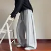 Calças pretas inclinadas para homens, calças de moletom largas retas de perna larga para outono, calças casuais versáteis da moda estilo americano para adolescentes