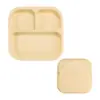 Plato cuadrado delgado de silicona para niños transfronterizo, grado alimenticio, suplemento alimenticio, tazón con ventosa, cuadrado, vajilla para bebé anticaída