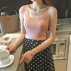 Camiseta sin mangas de punto ajustada sexy para mujer, cuello cuadrado, estilo casual japonés y coreano, para llevar como prenda exterior