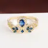 Anillo de Corona de Zirconia de Lujo para Dama con Diseño de Gota de Agua, Estilo Minimalista Elegante y con Estilo, Anillo de Cobre Puro para Dedo Índice, Venta al por Mayor de Joyería