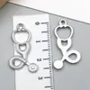 Accesorios para Joyería DIY Sombrero de Doctor/Enfermera de 2 Colores Jeringa Estetoscopio Llavero de Aleación Colgante para Collar/Pendiente