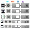 Interruptor Tuya Wifi Tipo 86 Estándar Europeo y Módulo de Función Combinación de Enchufe Estilo Alemán con Panel de Vidrio Gris Inteligente