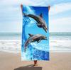 Toalha de Praia Microfibra Estampada Reativa Transfronteiriça Toalha Absorvente de Secagem Rápida Toalha de Banho para Férias à Beira-Mar