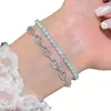 Pulseira geométrica oval com fecho de zircônia estilo francês, luxo leve com toque de alta qualidade, pulseira requintada com design simples, joia de nicho para mulheres