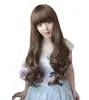 Peruca nova 2023 feminina cabelo longo cacheado onda grande coreana realista fofa flor de pera cabeça pode ser franja de ar lateral oblíqua