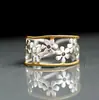 Anillo de Apertura Hua Jie WISH Crisantemo Girasol Creativo Ajuste G Chapado en Oro Rosa 18K Anillo de Doble Color