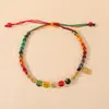 Festival do Meio Outono Boa Sorte Corda Colorida Pulseira de Cabeça de Tigre Pequena Feita à Mão Pulseira Pingente de Borla de Cabeça de Tigre Trançada Fofa Joias Pulseira Atacado