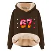 Sudadera con Capucha y Cordón de Manga Larga Holgada Casual de Gran Tamaño para Otoño e Invierno, Composito de Imitación de Algodón, Lana de Cordero, Hombro Caído