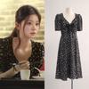 [Destaque] Liu Yifei com vestido justo estampado de amor em chifon, moda, decote V, saia longa, verão feminino