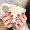 Uñas Postizas de Año Nuevo Moda Temperamento Blanco Diamante Grande Degradado Escalera Corta Bosque de Rosas 10 Piezas S055