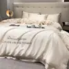 Conjunto de Quatro Peças Estilo Europeu de Seda Gelada, Luxo Acessível e Roupa de Cama de Alta Qualidade, Novidade de Verão Lençóis de Cama, Capa de Edredom, Conjunto de Três Peças de Lençol de Elástico
