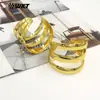 Wt-Jf357 Exportação Mais Vendido Design Único em Três Camadas Recortado Textura de Latão Abertura Suave Pulseira para Meninas