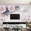 Adesivos de Parede Florais Românticos Autoadesivos Sala de Estar Fundo de TV Papel de Parede Inteiro Quarto Papel de Parede
