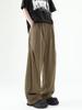 Pantalones de Traje de Alta Gama con Pliegues Americanos de Calle para Hombre y Mujer Otoño Drapeados Doble Pliegue Rectos Pierna Ancha Casuales