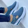 Sapatos Femininos Plus Size Transfronteiriços Estilo Europeu e Americano Bloqueio de Cores Preto e Rosa Malha Vazada Sola Grossa Sapatos Casuais Respiráveis Sapatos Esportivos Atacado
