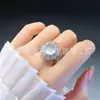 Anillos Plateados al por Mayor con Calcedonia Blanco Hielo Incrustada, Anillos Blancos de Ágata Estilo Nuevo para Mujer, Anillos de Jade para Mujer, Suministro en Vivo