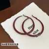 Pendientes de Aro Grandes Retro Ancla Corazón Rojo para Mujer Otoño e Invierno, Aguja de Plata, Simples y Elegantes, Pendientes Exagerados para Rostros Cuadrados y Redondos