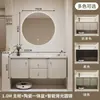 Mueble de baño pastoral color crema estilo francés con lavabo integrado de cerámica, diseño de montaje en pared, protección ambiental nivel E0, construcción perfecta multicapa de madera maciza