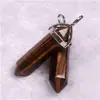 Colgante de Punta de Cuarzo Piedra Cristal Ágata Bala Columna Hexagonal Colgante de Collar Estilo Bohemio