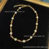 Colar Francês Leve de Luxo com Banho de Cobre 18 Ouro Brilhante Design com Duas Pérolas de Vidro Moda da Indústria Pesada
