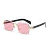 Nuevas gafas de sol cuadradas sin marco, gafas de sol de moda europeas y americanas, gafas de sol con protección solar degradada, fabricantes al por mayor