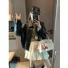 MQ1869: Elegante y moderna chaqueta de cuero PU estilo americano con un toque de alta gama, que presenta una silueta holgada y extragrande y un cuello de solapa