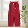 Pantalones de chándal casual versátiles para mujer, estilo primavera/otoño 2026, pantalones rectos de moda estilo mamá, cintura alta, adelgazantes, pantalones casuales talla grande