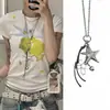 Collar Largo de Alta Gama Hecho a Mano Estilo Coreano Ins Temática Oceánica Estrella de Mar, Cadena para Suéter Retro Ajustable de Nicho