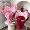 Papel Cartão Dourado (Dupla Felicidade) em Forma de Coração Concêntrico, Papel para Modelagem, Floricultura, Papel de Embrulho Flor Vermelha Espessado, Papel de Embrulho para Flores de Noivado, Casamento