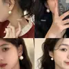 Hermosos Aretes de Algodón Perlado Grandes Estilo Mona, Aretes de Plata de Ley S925, Accesorios para Orejas Retro Franceses de Alta Gama Otoño e Invierno
