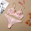 Conjunto de Lingerie Renda Semitransparente Estilo Francês Sutiã Sexy Puro Desejo Sutiã Vazado Feminino Push-Up Atacado