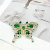 Broche de Mariposa Vintage Francés con Pedrería Esmeralda Lujo Ligero Estilo de Corte Pin de Animal con Pedrería Accesorios Ropa