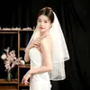 Véu Branco Noiva Casamento Vestido de Noiva Principal Adorno de Cabeça de Cetim Adereços para Foto de Registro Tule Francês de Alta Qualidade Coreano